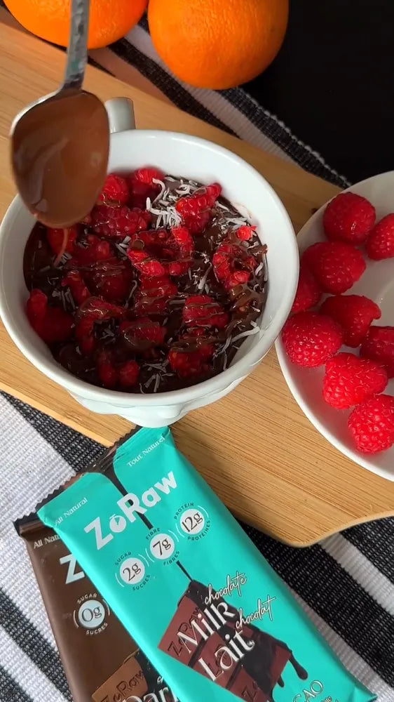 Melted ZoRaw chocolate for dipping