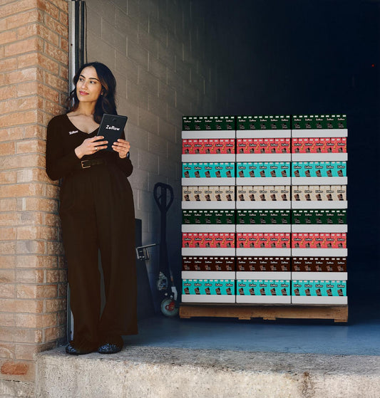 Gigi Gill at the ZoRaw shipping warehouse