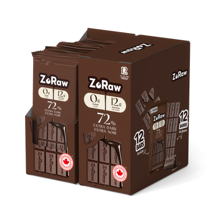 72% Extra Dark Chocolate Bar with Protein (Box of 12)