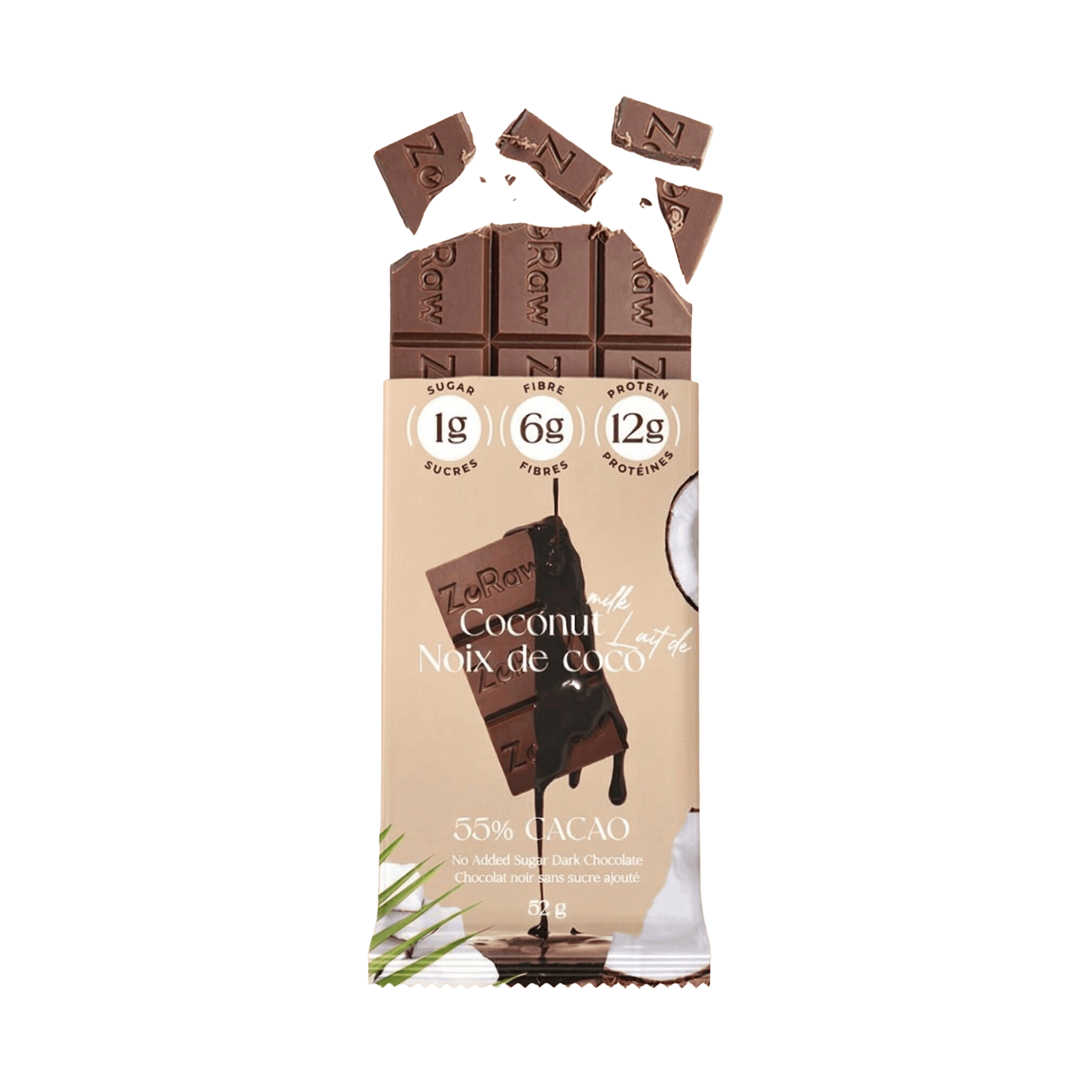 55% Dark Chocolate Coconut Bars with Protein – Low Sugar & Keto